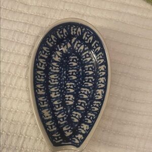 Blue and White Ceramic Spoon Rest